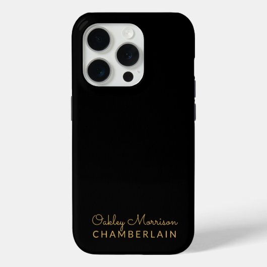 Einfache Minimalistische Goldbezeichnung Schwarz Case-Mate iPhone Hülle (Rückseite)