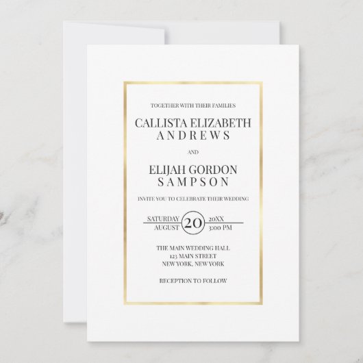 Einfache Minimalistische Goldbrasse Einladung (Vorderseite)