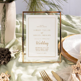 Einfache Minimalistische|goldene Rahmenhochzeit Einladung
