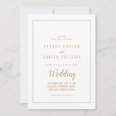 Einfache Minimalistische|goldene Rahmenhochzeit Einladung (Vorderseite)