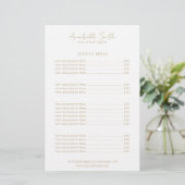 Einfache Minimalistische Goldpreisliste (Stehend Vorderseite)