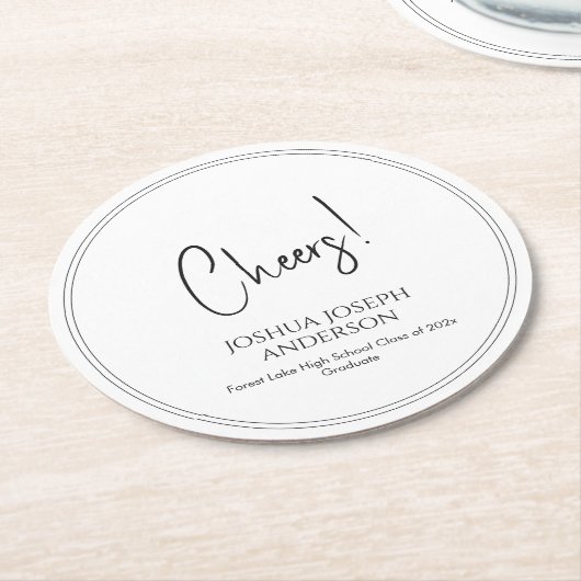 Einfache Minimalistische Graduierungspartei Runder Pappuntersetzer (Angewinkelt)