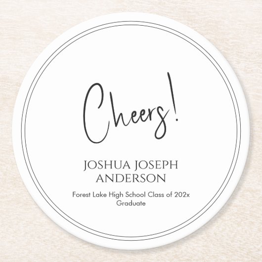 Einfache Minimalistische Graduierungspartei Runder Pappuntersetzer (Vorderseite)