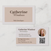 Einfache Minimalistische graubraune Pastelwebentwi Visitenkarte (Vorne/Hinten)