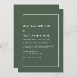 Einfache Minimalistische Grüne Moderne Hochzeit Einladung