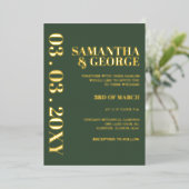 Einfache Minimalistische Grüne Moderne Hochzeit Folieneinladung (Stehend vorne)