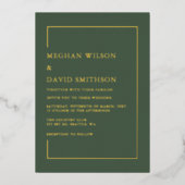 Einfache Minimalistische Grüne Moderne Hochzeit Folieneinladung (Vorderseite)