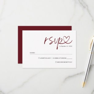 Einfache minimalistische handgeschriebene Hochzeit RSVP Karte