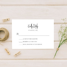 Einfache Minimalistische handgeschriebene Hochzeit RSVP Karte