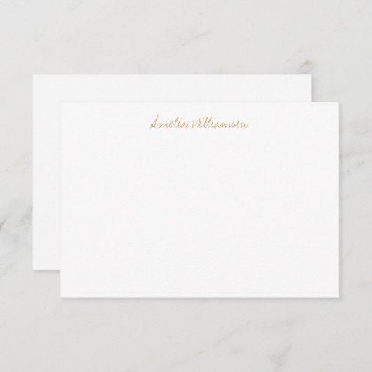 Einfache Minimalistische handgeschriebene Marigold Dankeskarte (Vorne/Hinten)