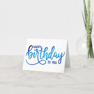 Einfache Minimalistische Handschrift Blue Birthday Karte