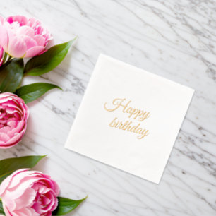 Einfache Minimalistische Happy Birthday Script Servietten Mit Folie