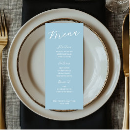 Einfache minimalistische hellblaue Speisekarte Menükarte