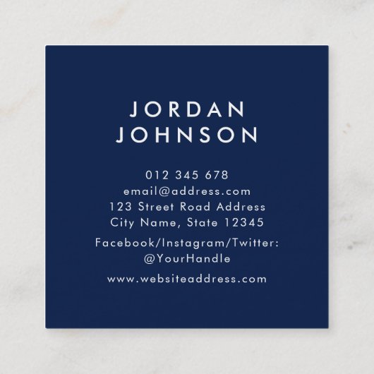 Einfache Minimalistische Hinzufügen der bearbeitba Quadratische Visitenkarte (Rückseite)