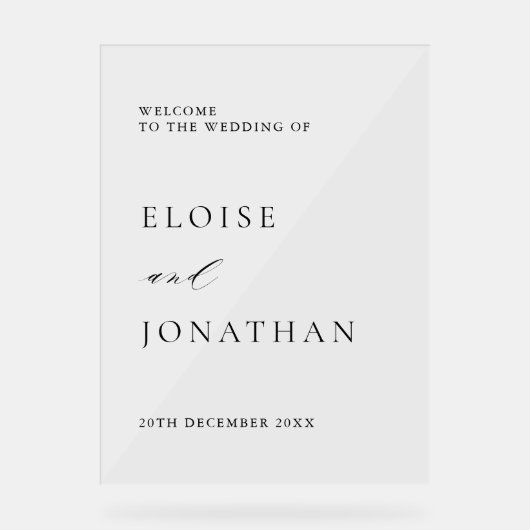 Einfache Minimalistische Hochzeit Acrylschild (Vorderseite)