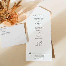 Einfache Minimalistische Hochzeit All In One Einladung