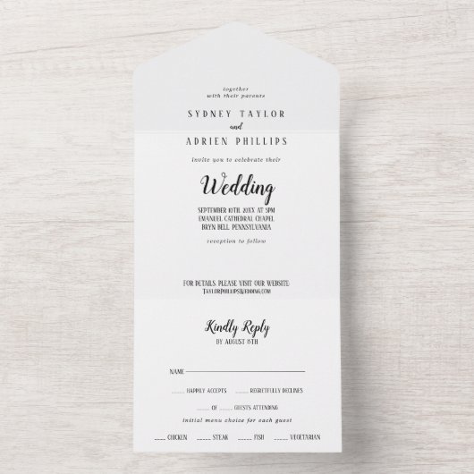 Einfache Minimalistische Hochzeit All In One Einladung (Innen Boden)