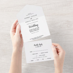 Einfache minimalistische Hochzeit All In One Einladung