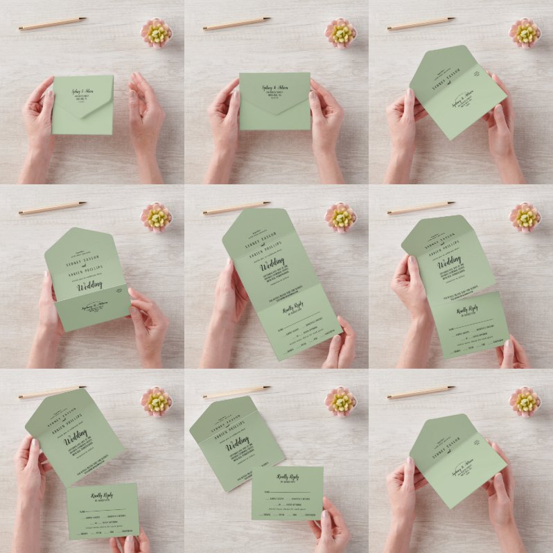 Einfache Minimalistische Hochzeit All In One Einladung