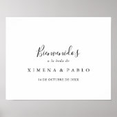 Einfache Minimalistische Hochzeit Bienvenidos Zeic Poster (Vorne)