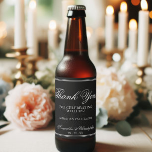 Einfache Minimalistische Hochzeit Dankeschön Weiß Bierflaschenetikett