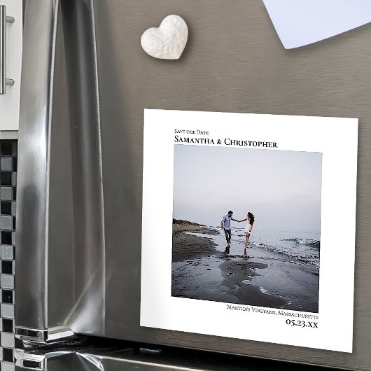 Einfache Minimalistische Hochzeit Das Date-Foto sp Magneteinladung