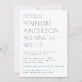 Einfache Minimalistische Hochzeit der Blauen Flora Einladung (Vorderseite)