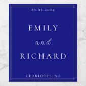 Einfache Minimalistische Hochzeit der modernen Nav Weinetikett (Einzelnes Label)