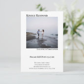 Einfache Minimalistische Hochzeit des Fotos RSVP Karte (Stehend Vorderseite)