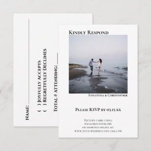 Einfache Minimalistische Hochzeit des Fotos RSVP Karte