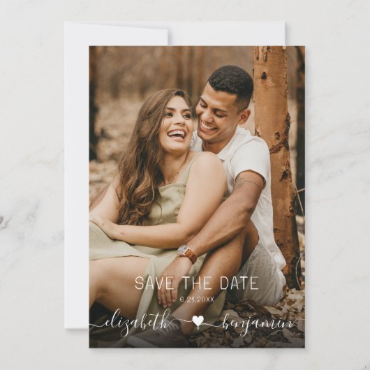 Einfache Minimalistische Hochzeit des Fotos Save The Date (Vorderseite)
