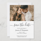 Einfache Minimalistische Hochzeit des Fotos Save The Date (Rückseite)