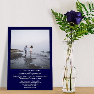 Einfache Minimalistische Hochzeit des Navy Blue Fo Einladung