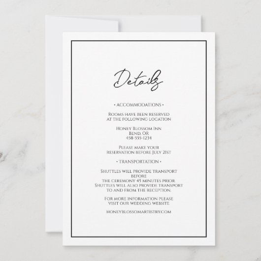 Einfache Minimalistische Hochzeit Einladung (Rückseite)