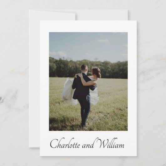 Einfache Minimalistische Hochzeit Einladung (Rückseite)