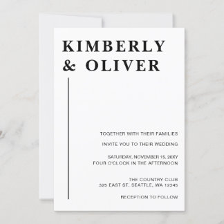 Einfache Minimalistische Hochzeit Einladung