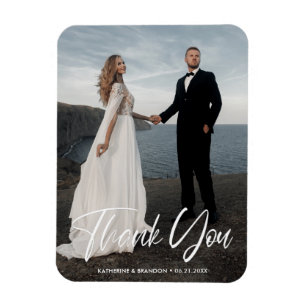 Einfache Minimalistische Hochzeit Foto Vielen Dank Magnet