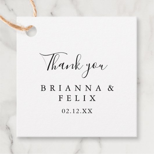 Einfache Minimalistische Hochzeit Geschenkanhänger (Vorderseite)