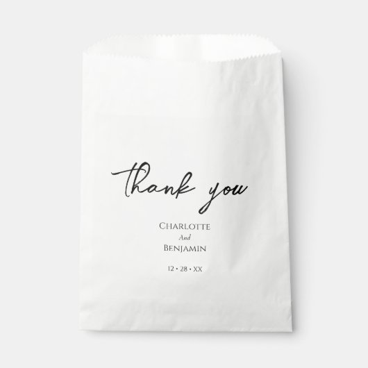 Einfache Minimalistische Hochzeit Geschenktütchen (Vorderseite)