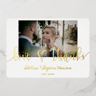 Einfache minimalistische Hochzeit Goldfolie Dankes Folieneinladung