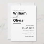 Einfache Minimalistische Hochzeit in Schwarz und W Einladung (Vorderseite)