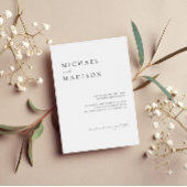 Einfache Minimalistische Hochzeit in Schwarz und W Einladung