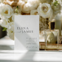 Einfache Minimalistische Hochzeit in Schwarz und W Einladung