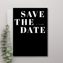Einfache Minimalistische Hochzeit in Schwarz und W Save The Date