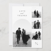 Einfache Minimalistische Hochzeit mit 4 Fotos Dankeskarte (Vorderseite)