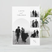 Einfache Minimalistische Hochzeit mit 4 Fotos Dankeskarte (Stehend Vorderseite)