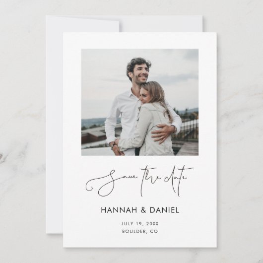 Einfache Minimalistische Hochzeit mit modernen Fot Save The Date (Vorderseite)