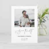 Einfache Minimalistische Hochzeit mit modernen Fot Save The Date (Stehend Vorderseite)