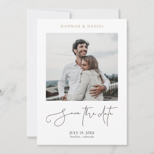 Einfache Minimalistische Hochzeit mit modernen Fot Save The Date (Vorderseite)