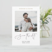 Einfache Minimalistische Hochzeit mit modernen Fot Save The Date (Stehend Vorderseite)